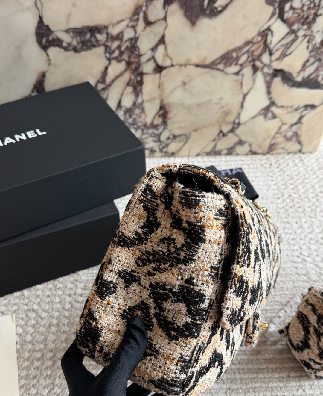 Chanel Textured Patterned Chain-Strap Flap Bag — side