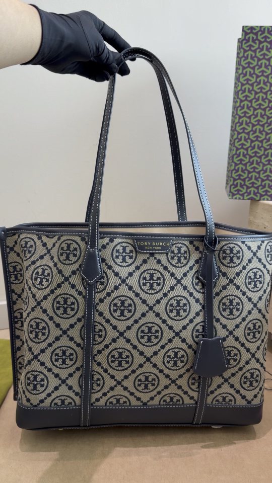 Tory Burch Patterned-Trim Shoulder Tote — front