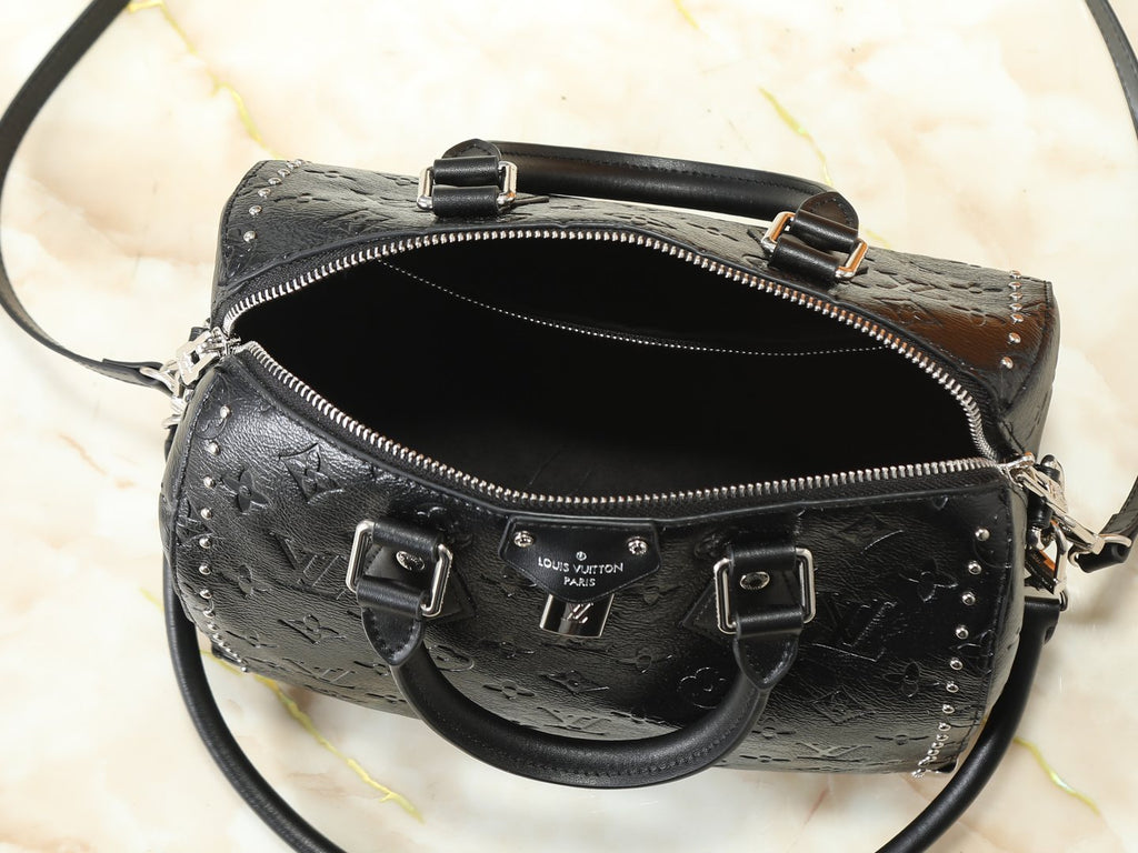 Louis Vuitton Speedy Trunk Embossed Monogram Satchel — detail