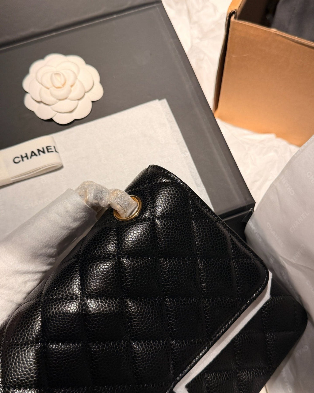 Chanel CF Black Quilted Flap Shoulder Bag — detail