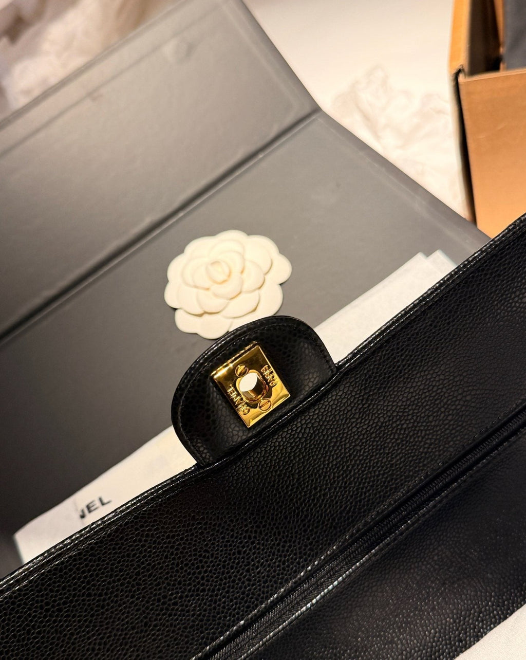 Chanel CF Black Quilted Flap Shoulder Bag — detail