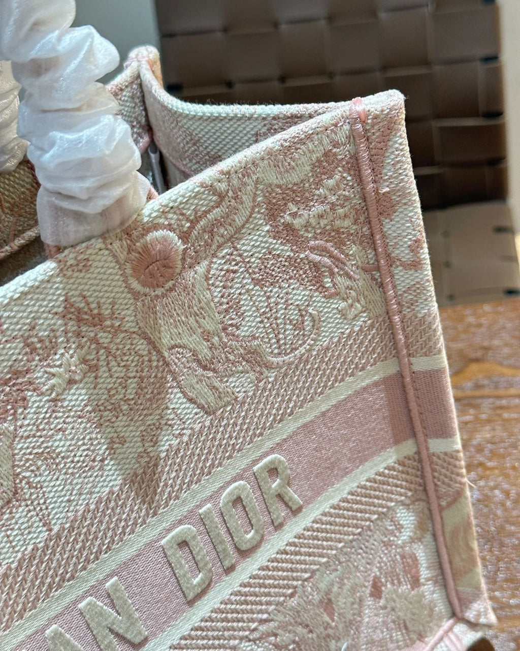 Dior Book Tote with Patterned Panels — detail