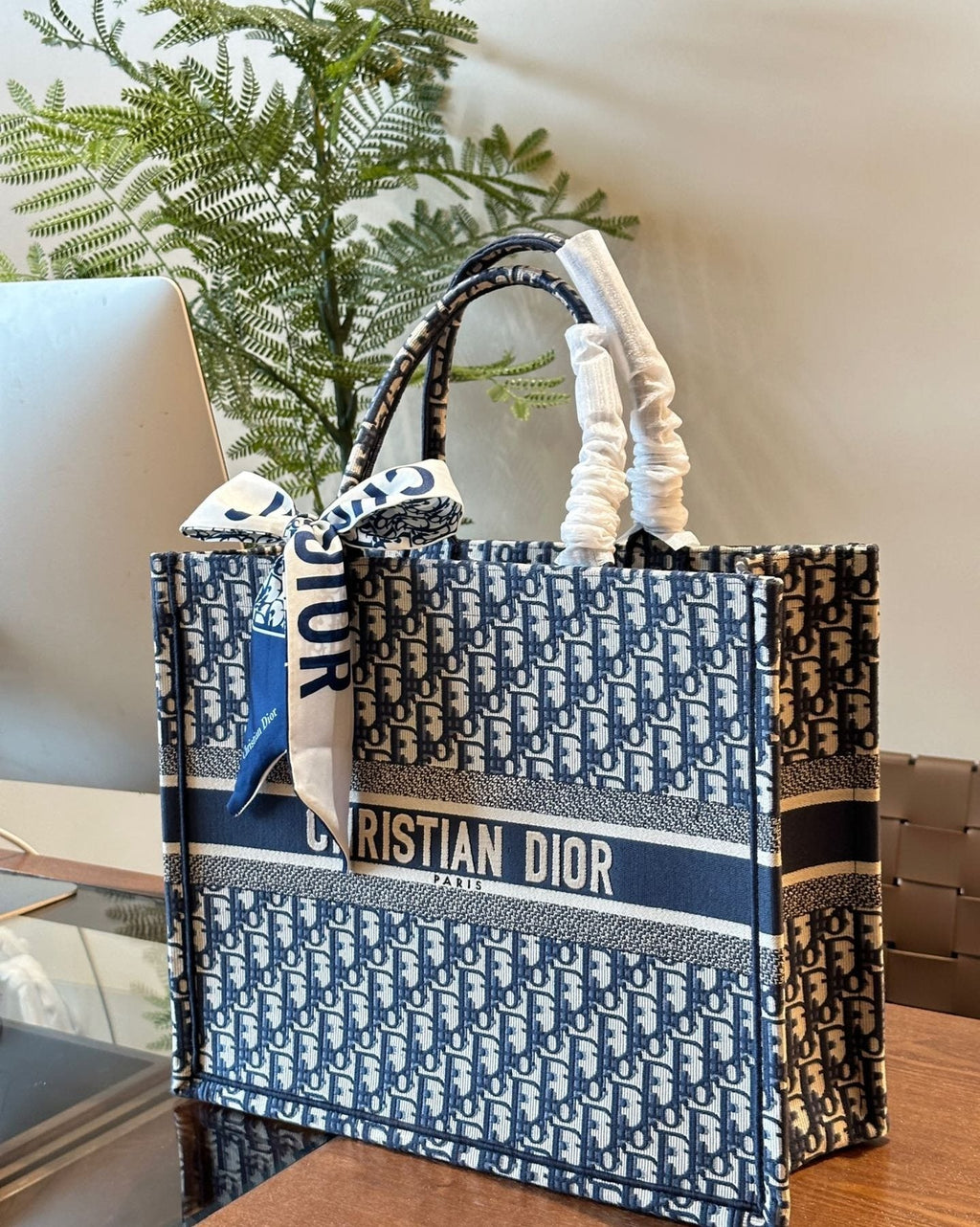 Dior Book Tote with Patterned Panels — front