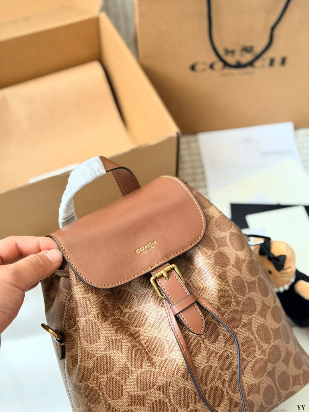 Coach Path Drawstring Flap Backpack — front
