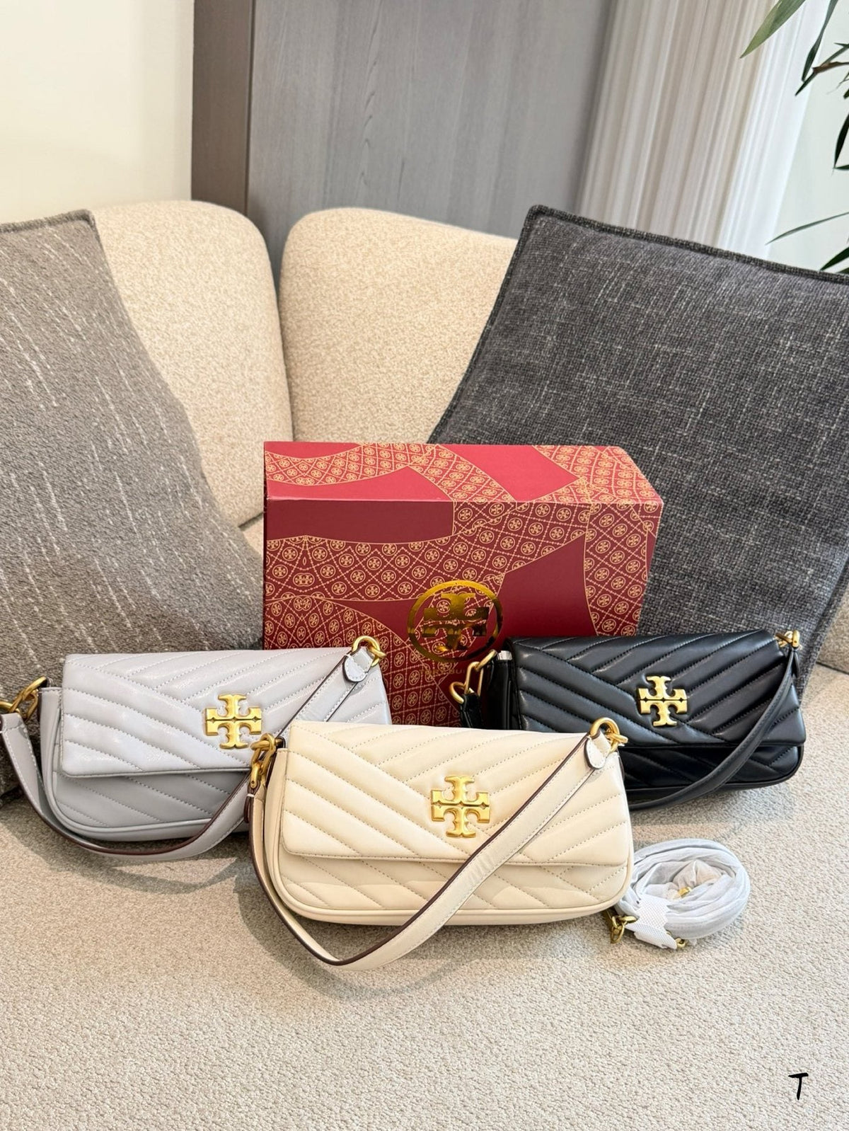Tory Burch Kira Chevron-Quilted Baguette Bag — comparison