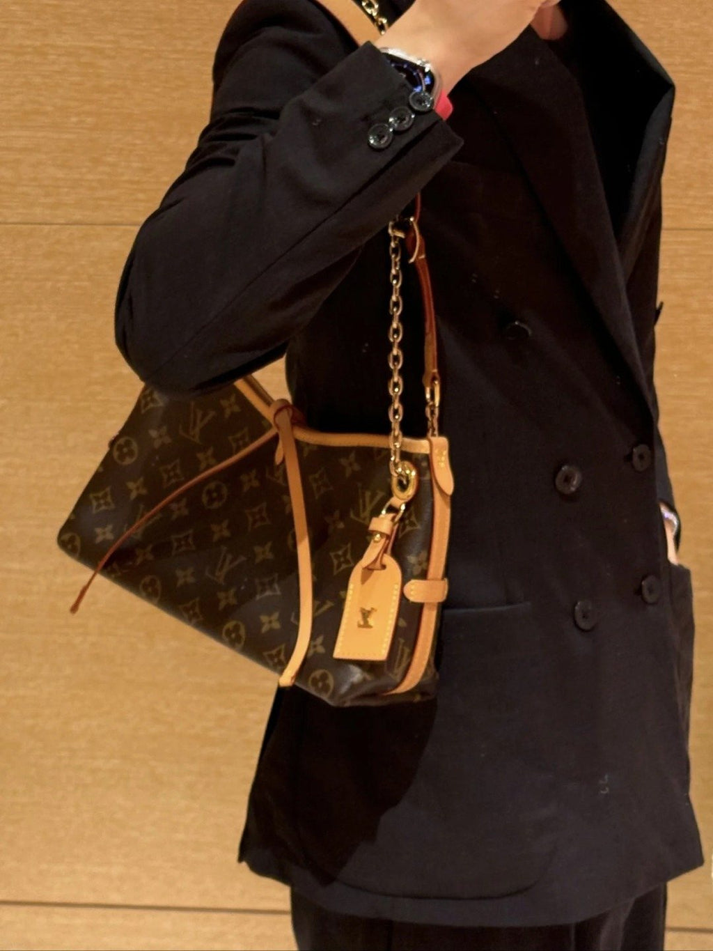 Louis Vuitton Carryall BB Monogram Shoulder Bag — model