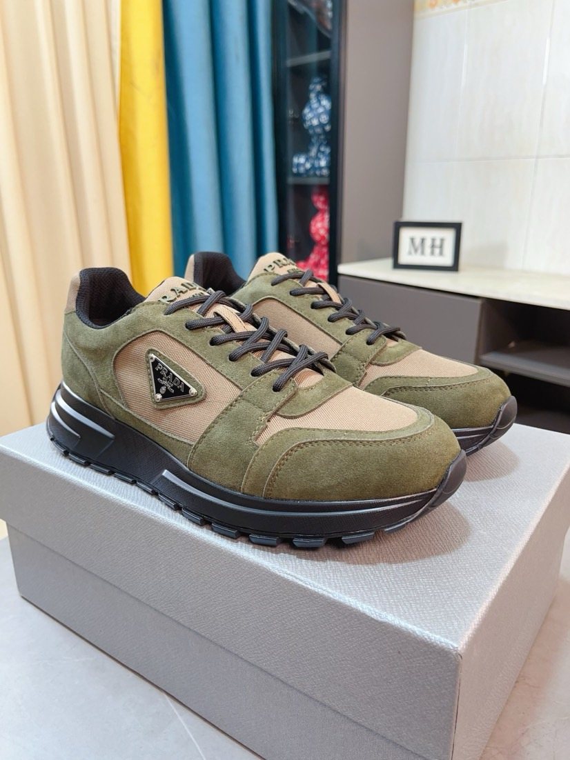 Prada Men's Paneled Low-Top Sneakers — front