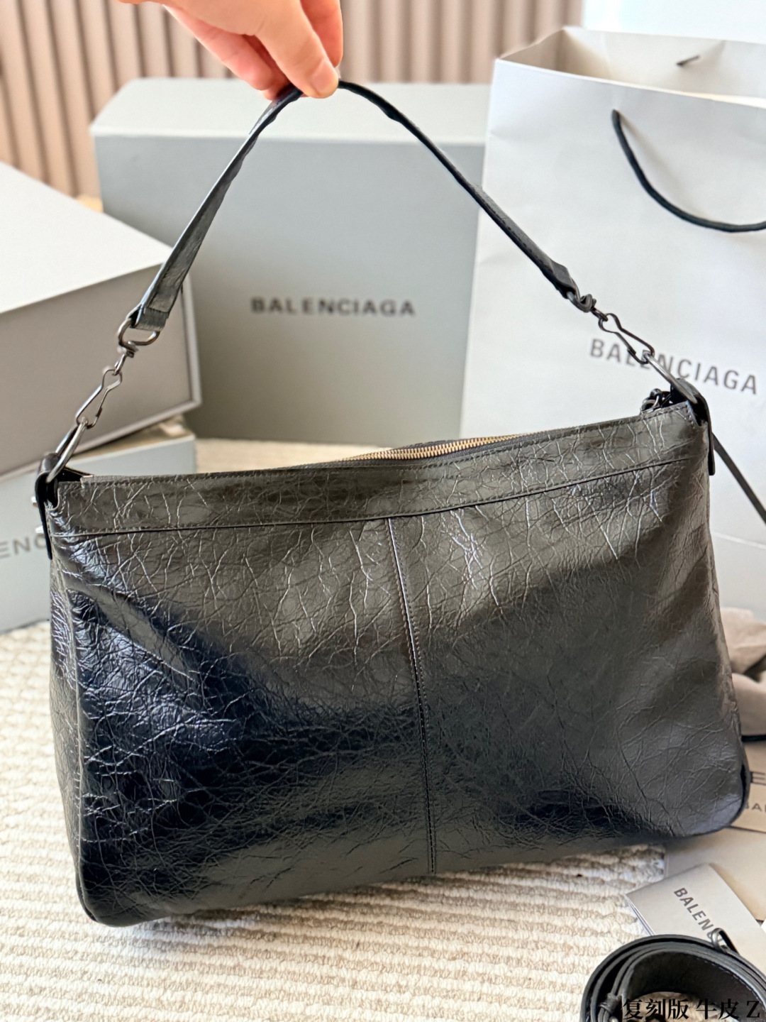 Balenciaga Le City Moto Shoulder Bag — back