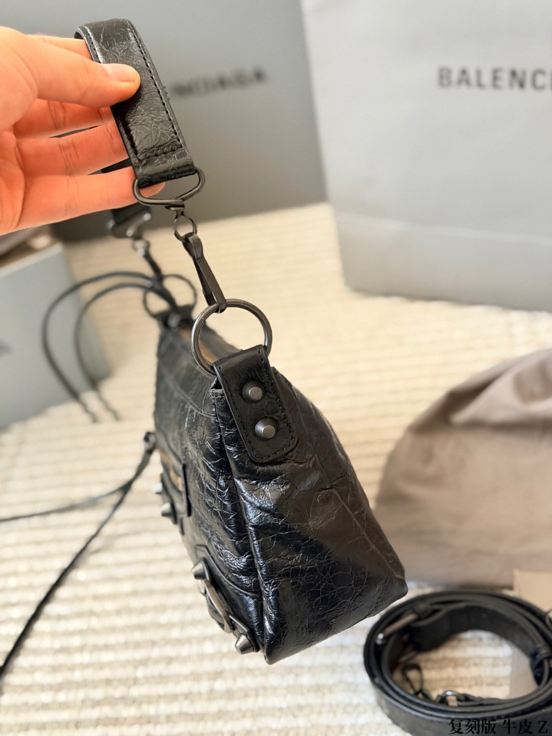 Balenciaga Le City Moto Shoulder Bag — side