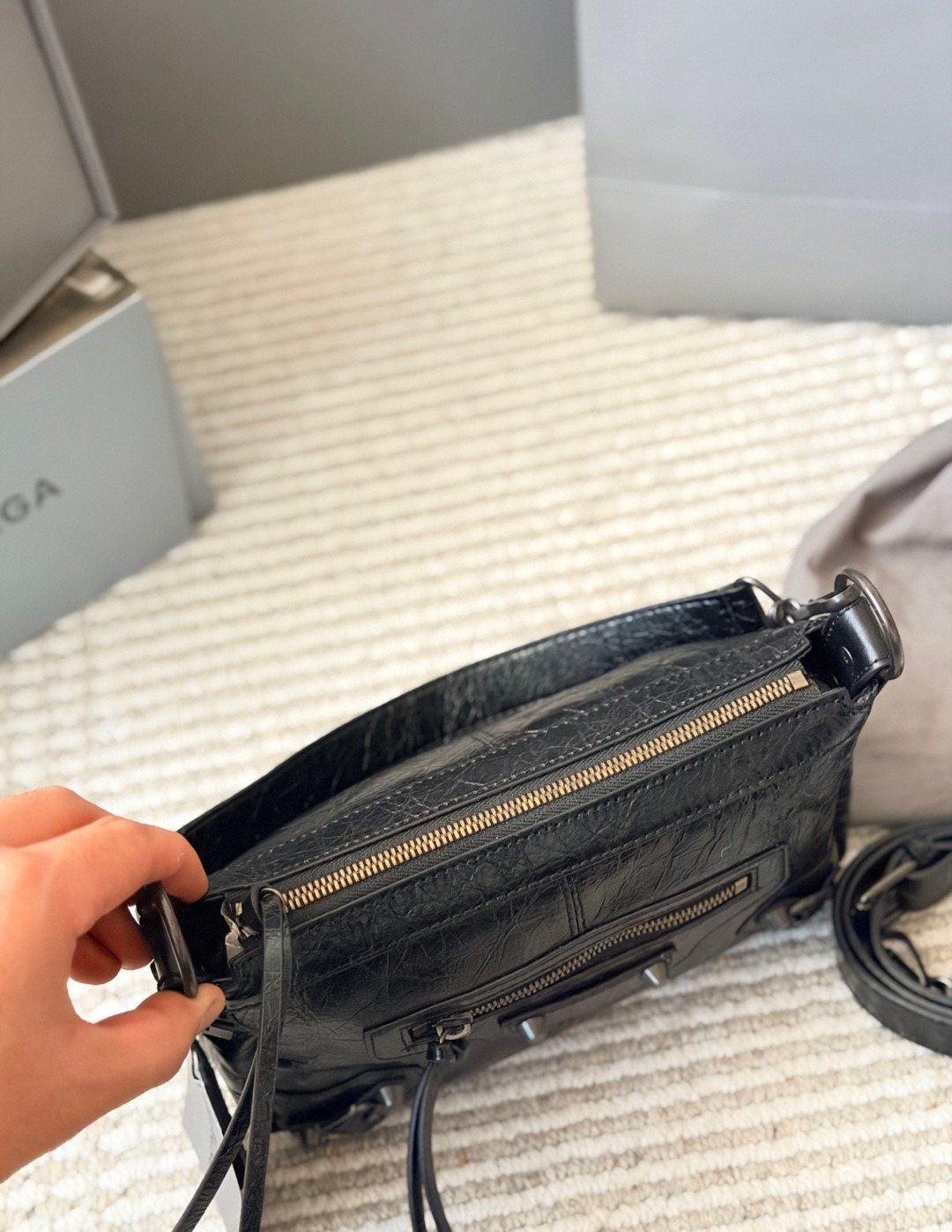 Balenciaga Le City Moto Shoulder Bag — detail