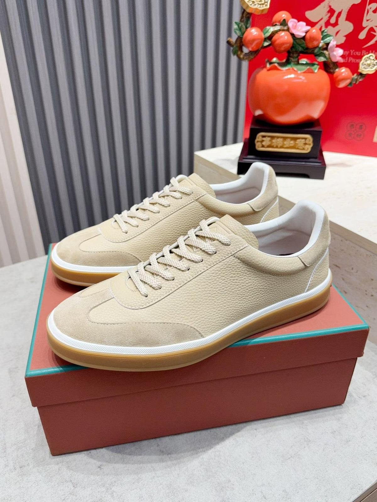 Paneled Low-Top Lace-Up Sneakers — front