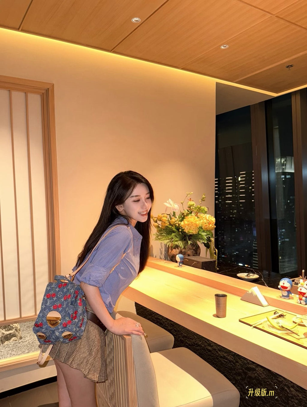 Louis Vuitton Cherry Monogram Denim Backpack — model