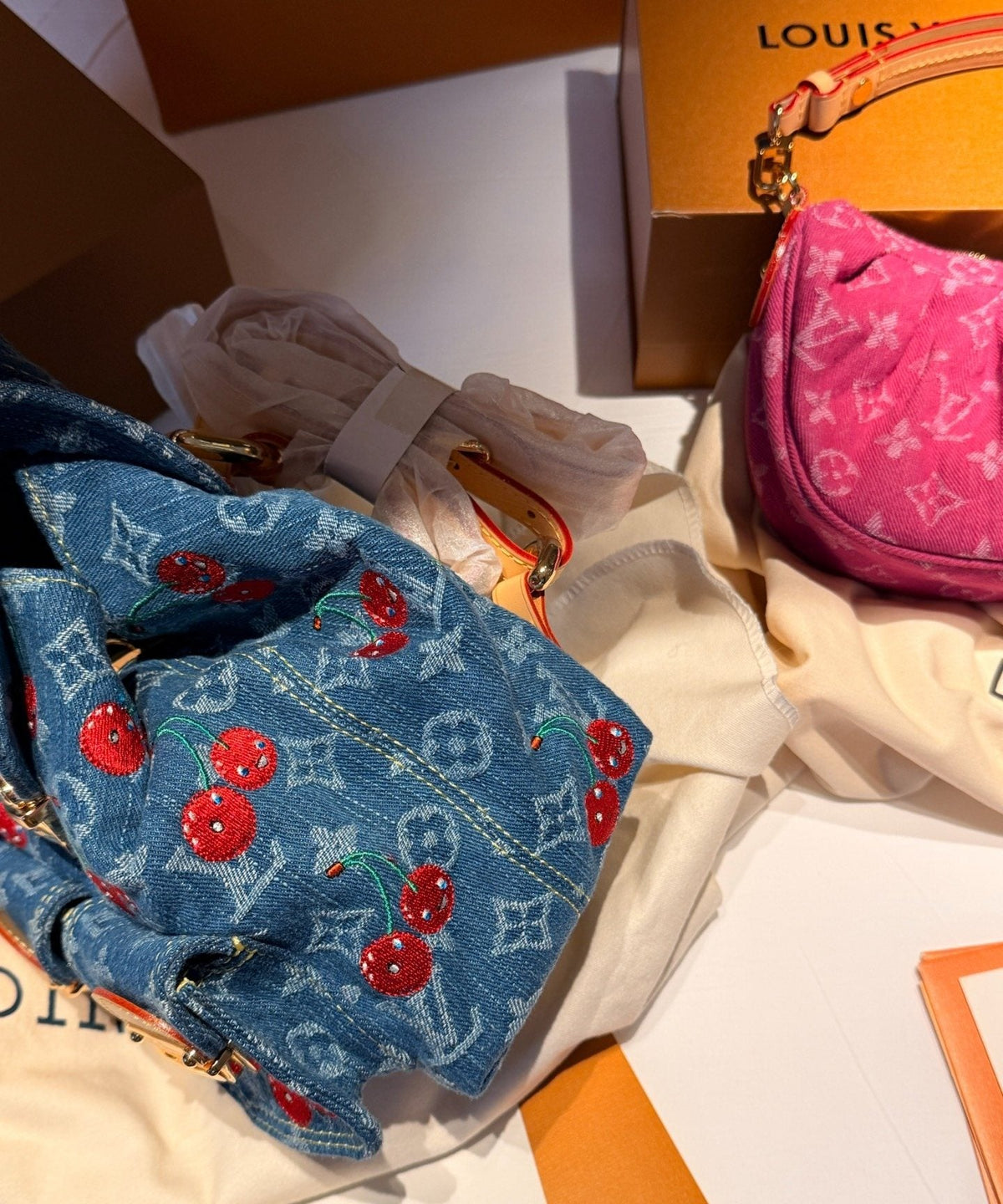 Louis Vuitton Cherry Monogram Denim Backpack — side