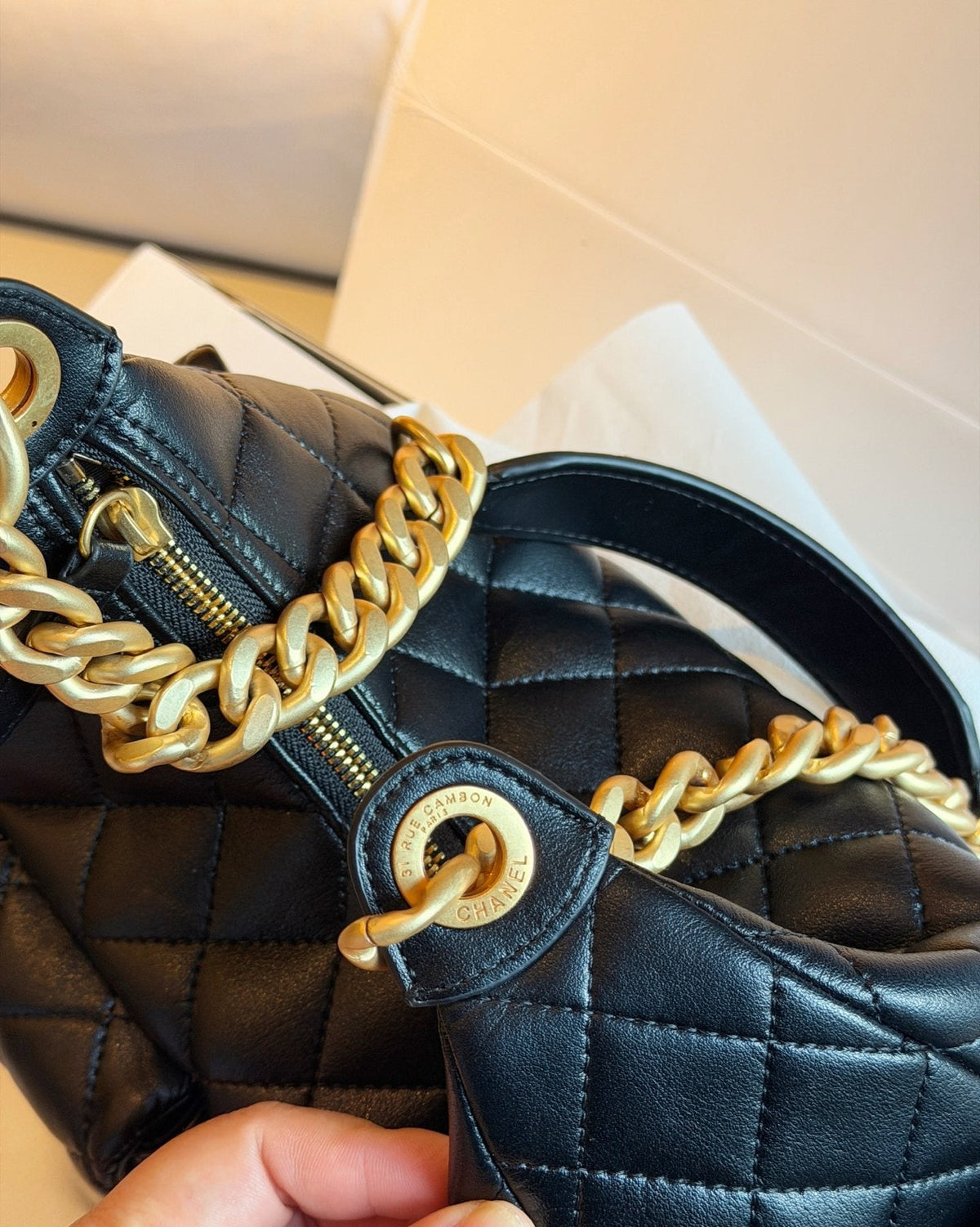 Chanel 25 Quilted Hobo Shoulder Bag — detail