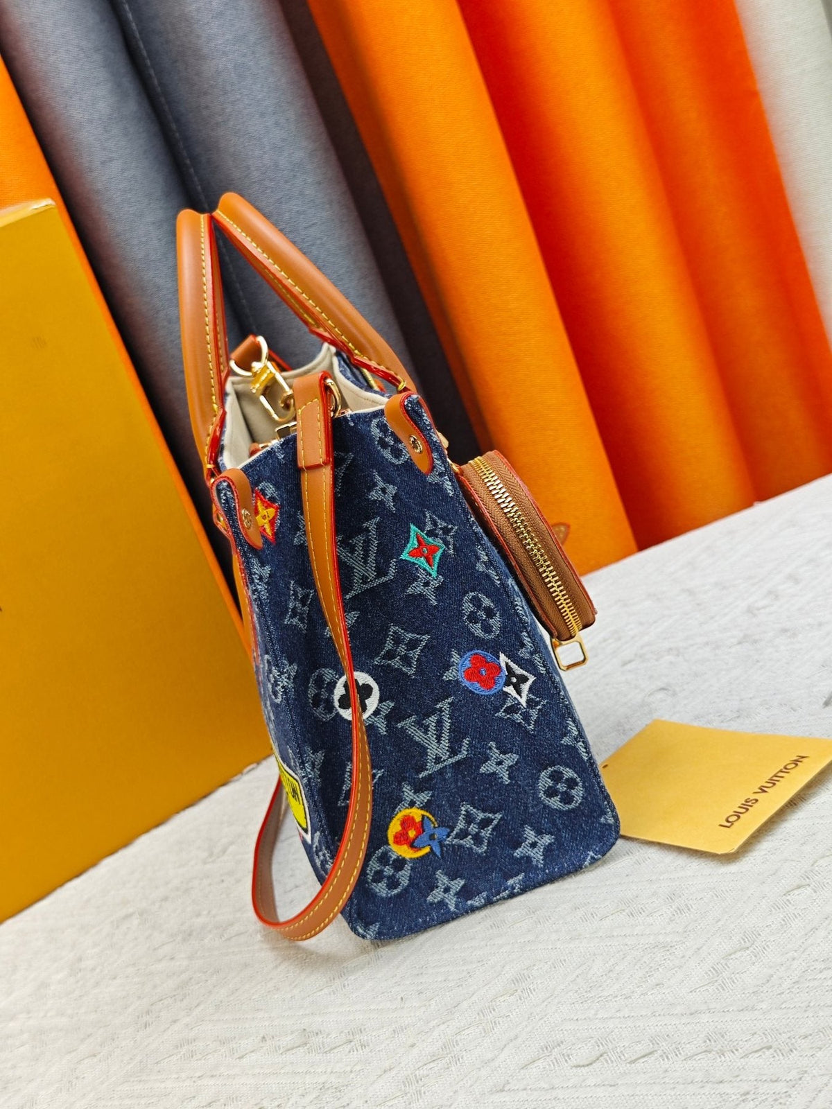 Louis Vuitton OnTheGo Patterned Tote with Round Pouch — side