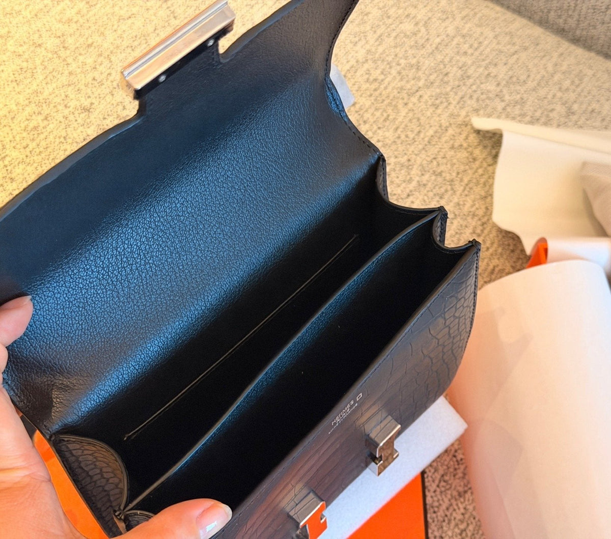 Hermès H-Clasp Flap Shoulder Bag — detail