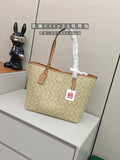Coach Signature-Pattern Contrast-Trim Tote Bag — hero