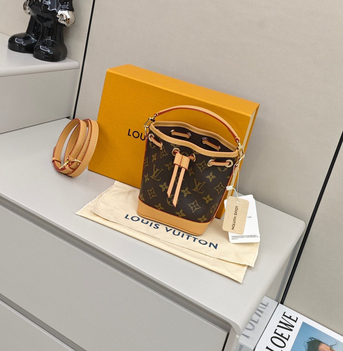 Monogram Bucket Bag with Tan Trim — hero